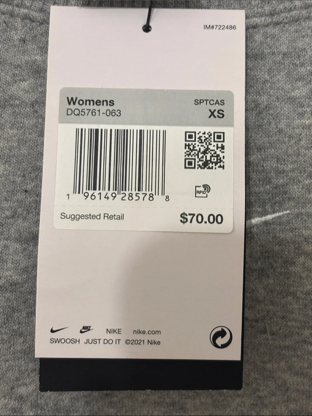 Nike Woman’s Gray Heather Crewneck Crop Oversize Fit Sweatshirt XS
